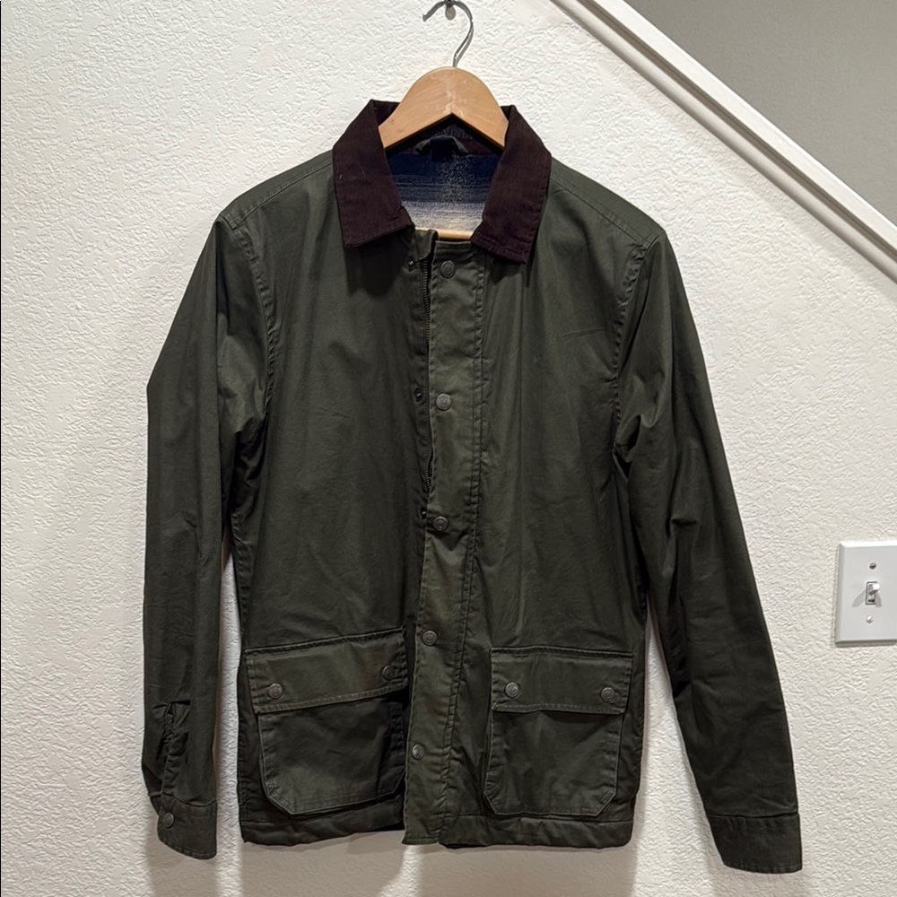 Green Waxed Field Jacket with nice lining and trim